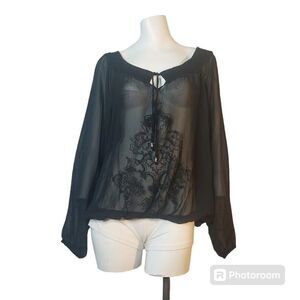 MIXAGE Blouse Lady Size L See Through Black